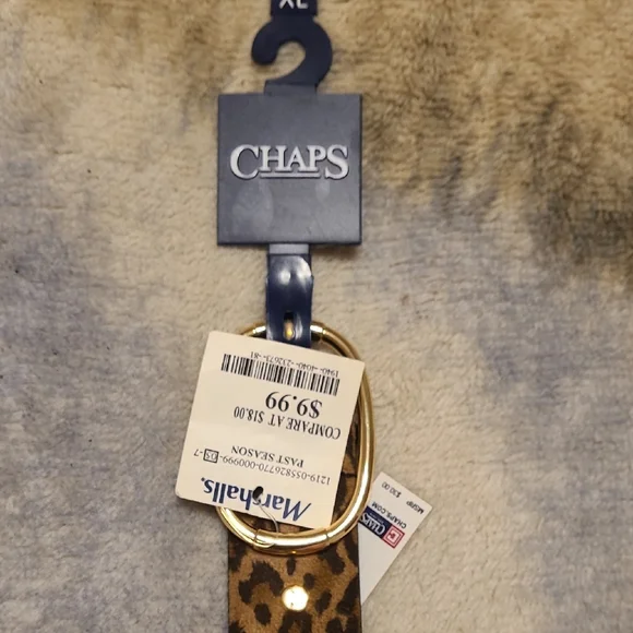 Chaps Brown Leopard Print Belt with Gold Buckle - Picture 2 of 3